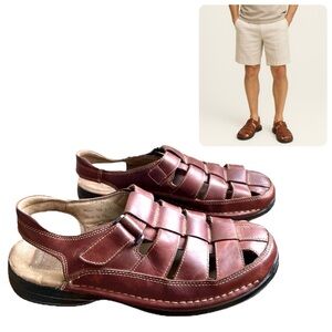 Johnston & Murphy Brown Leather Fisherman Sandals Size 9 Classic Comfort Coastal